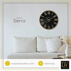 LW Collection Wandklok Sierra Goud Zwart Marmer 60cm -Home Decoration Store 1000064329 0103
