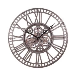 LW Collection Wandklok Radar Carmen Zilver 60cm Bewegende Tandwielen