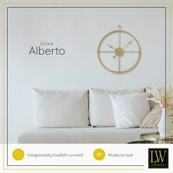 LW Collection Wandklok Alberto Goud 52cm -Home Decoration Store 1000064337 0103
