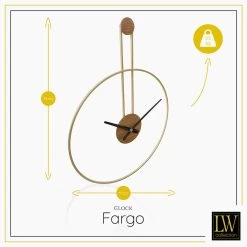 LW Collection Wandklok Fargo Goud 55cm -Home Decoration Store 1000064350 0102