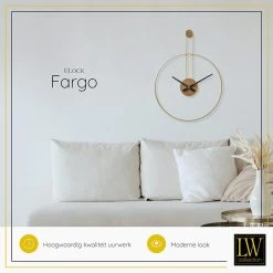 LW Collection Wandklok Fargo Goud 55cm -Home Decoration Store 1000064350 0103