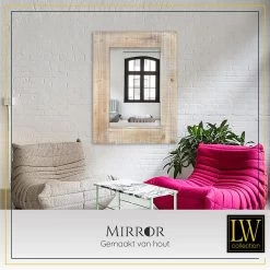 LW Collection Wandspiegel Bruin Vintage Rechthoek 60x80 Cm Hout -Home Decoration Store 1000064373 0103