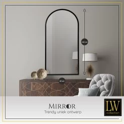 LW Collection Wandspiegel Zwart Halfrond 60x120 Cm Metaal -Home Decoration Store 1000064384 0102