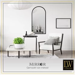 LW Collection Wandspiegel Zwart Halfrond 60x120 Cm Metaal -Home Decoration Store 1000064384 0103