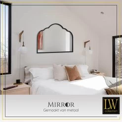 LW Collection Wandspiegel Zwart Halfrond 81x53 Cm Metaal -Home Decoration Store 1000064386 0103