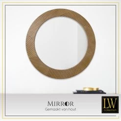 LW Collection Wandspiegel Bruin Rond 60x60 Cm Hout -Home Decoration Store 1000064388 0103