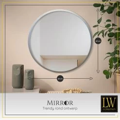 LW Collection Wandspiegel Zilver Rond 60x60 Cm Metaal -Home Decoration Store 1000064396 0102