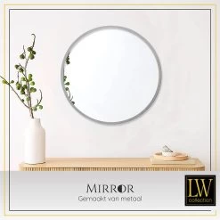 LW Collection Wandspiegel Zilver Rond 60x60 Cm Metaal -Home Decoration Store 1000064396 0103