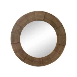 LW Collection Wandspiegel Bruin Rond 80x80 Cm Hout