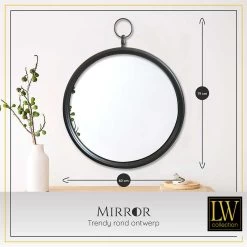 LW Collection Wandspiegel Met Haak Zwart Rond 60x79 Cm Metaal 6 LW Collection Wandspiegel Met Haak Zwart Rond 60x79 Cm Metaal -Home Decoration Store 1000064402 0102