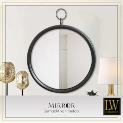 LW Collection Wandspiegel Met Haak Zwart Rond 60x79 Cm Metaal 7 LW Collection Wandspiegel Met Haak Zwart Rond 60x79 Cm Metaal -Home Decoration Store 1000064402 0103