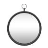 LW Collection Wandspiegel Met Haak Zwart Rond 60x79 Cm Metaal