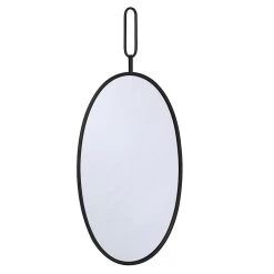 LW Collection Wandspiegel Zwart Rond Ovaal 45x96 Cm Metaal