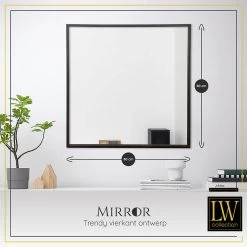 LW Collection Wandspiegel Zwart Vierkant 80x80 Cm Metaal 6 LW Collection Wandspiegel Zwart Vierkant 80x80 Cm Metaal -Home Decoration Store 1000064408 0102