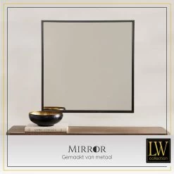 LW Collection Wandspiegel Zwart Vierkant 80x80 Cm Metaal 7 LW Collection Wandspiegel Zwart Vierkant 80x80 Cm Metaal -Home Decoration Store 1000064408 0103