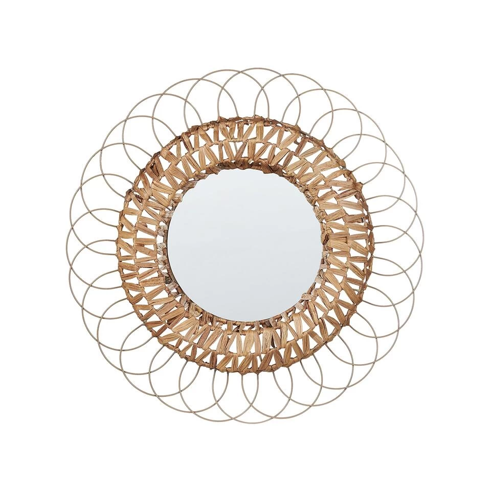 Beliani Wandspiegel PAMOL - Natuurlijk Waterhyacinth 1 Beliani Wandspiegel PAMOL - Natuurlijk Waterhyacinth