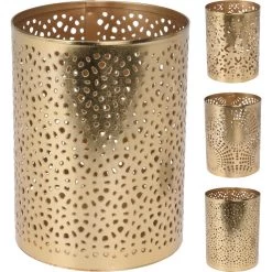 Merkloos Theelichthouder/windlicht - Goud - Metaal - D7,5 X H10 Cm -Home Decoration Store 1000066582 0102