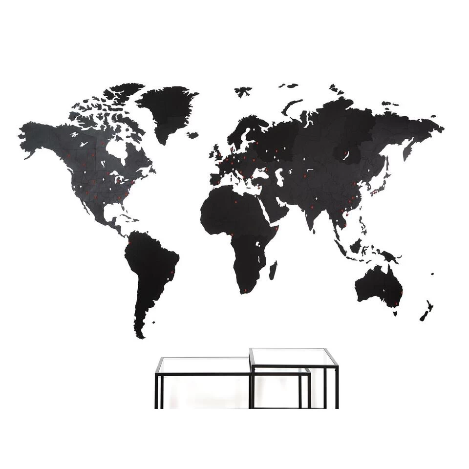 MiMi Innovations Giant Houten Wereldkaart - 280x170 Cm - Zwart 2 MiMi Innovations Giant Houten Wereldkaart - 280x170 Cm - Zwart - Afbeelding 2