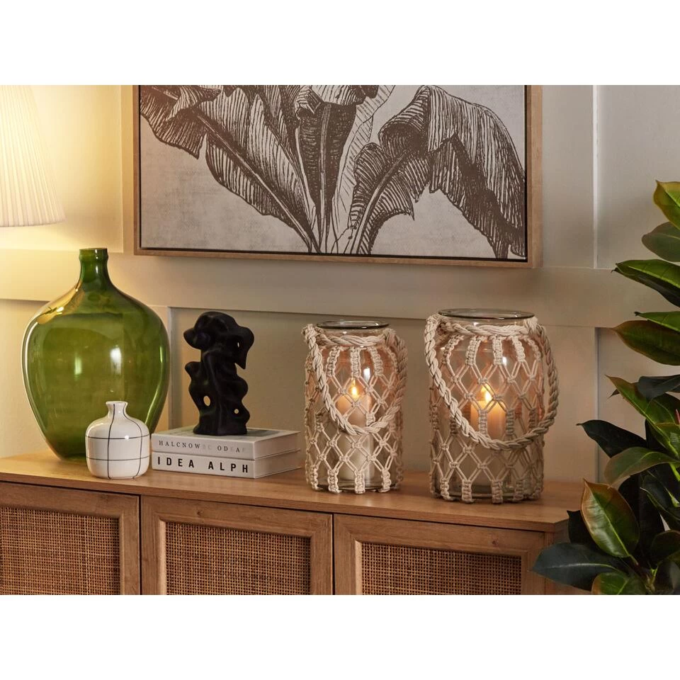 Beliani Lantaarn JALEBI - Wit Glas 2 Beliani Lantaarn JALEBI - Wit Glas - Afbeelding 2