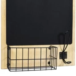 QUVIO Krijtbord Met Haakje En Opbergmandje - Zwart / Licht Bruin -Home Decoration Store 1000071624 0103