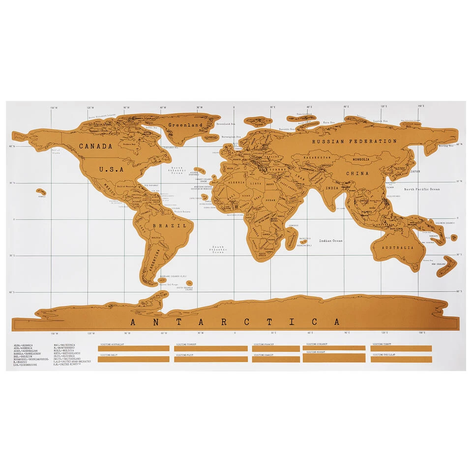 Aretica Wereld Kraskaart (Scratch Map) Wit 88 X 52 Cm 4 Aretica Wereld Kraskaart (Scratch Map) Wit 88 X 52 Cm - Afbeelding 4