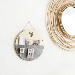 QUVIO Memobord Rond Hout + Half Vilt - Grijs 7 QUVIO Memobord Rond Hout + Half Vilt - Grijs -Home Decoration Store 1000071630 0103