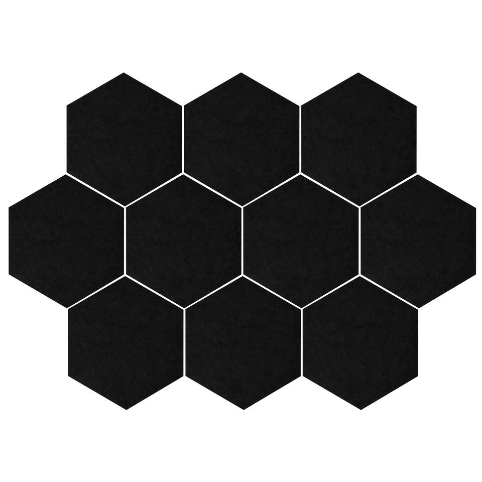 QUVIO Vilten Memobord Hexagon Set Van 10 - Zwart 1 QUVIO Vilten Memobord Hexagon Set Van 10 - Zwart