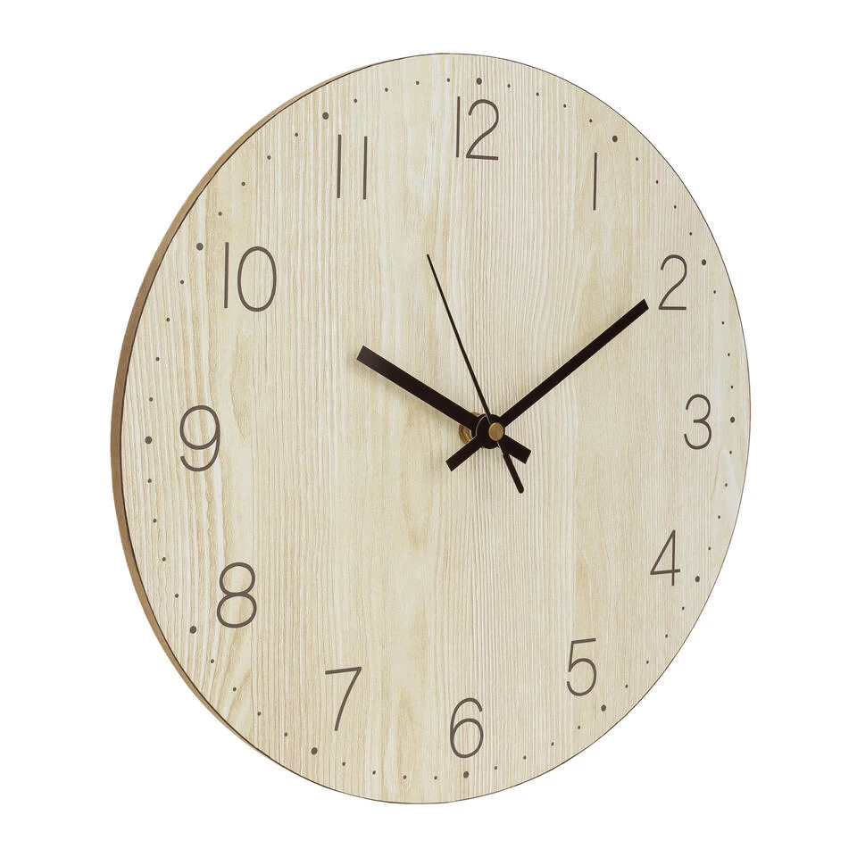 QUVIO Wandklok - Lichthout 3 QUVIO Wandklok - Lichthout - Afbeelding 3