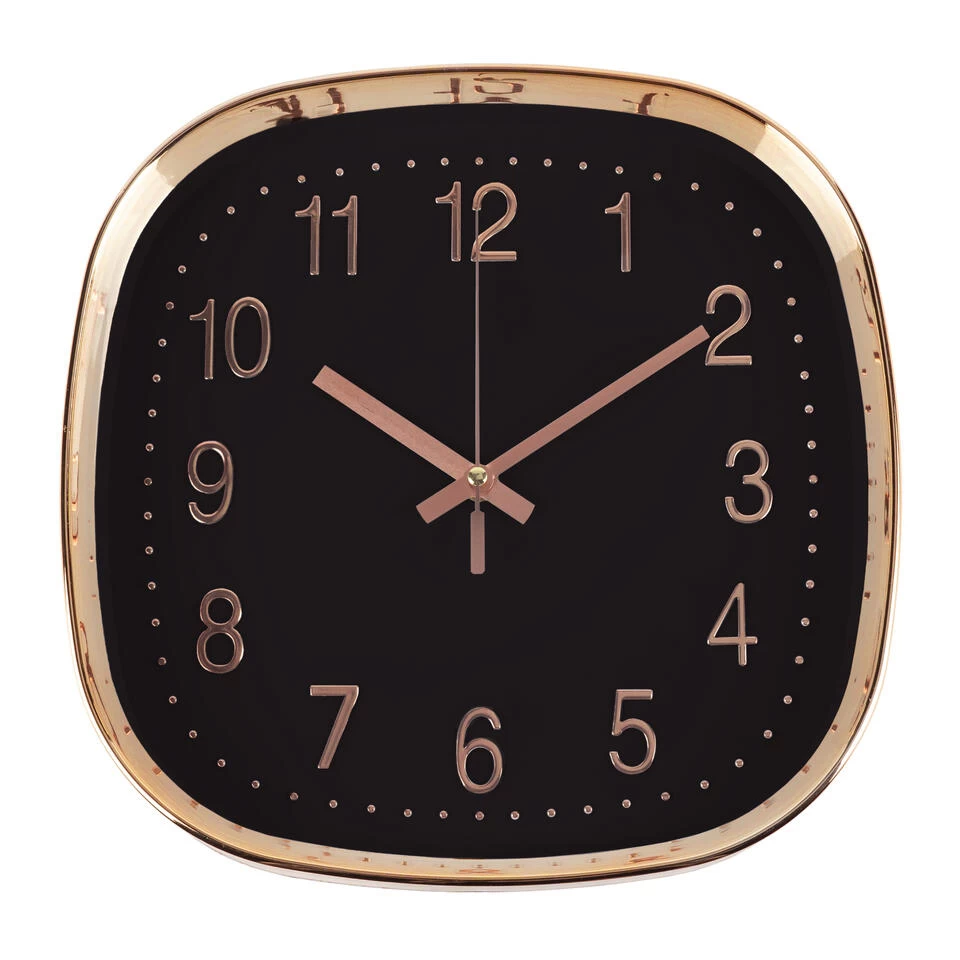 QUVIO Wandklok - 30 Cm - Roségoud En Zwart 3 QUVIO Wandklok - 30 Cm - Roségoud En Zwart - Afbeelding 3