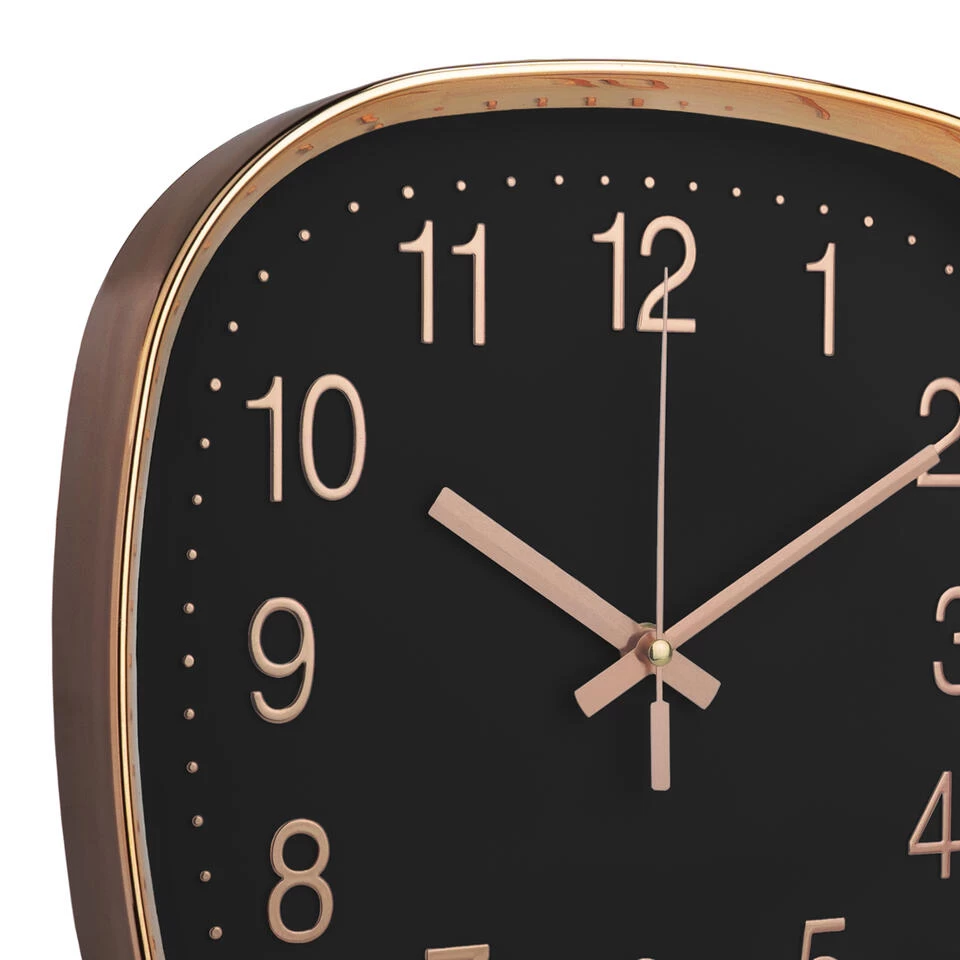 QUVIO Wandklok - 30 Cm - Roségoud En Zwart 4 QUVIO Wandklok - 30 Cm - Roségoud En Zwart - Afbeelding 4