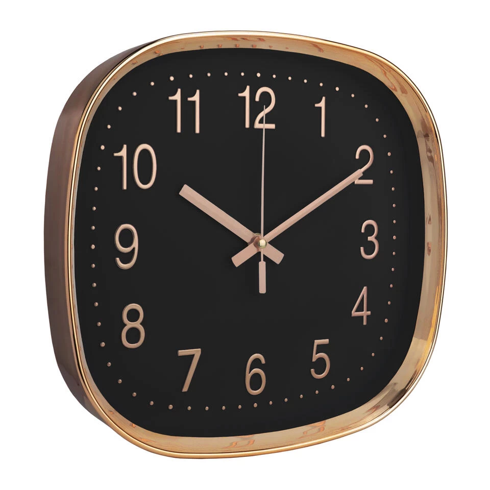 QUVIO Wandklok - 30 Cm - Roségoud En Zwart 1 QUVIO Wandklok - 30 Cm - Roségoud En Zwart