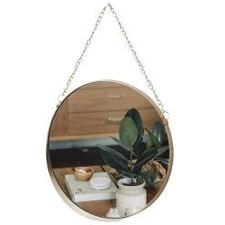 QUVIO Spiegel Rond Met Ketting - Goud