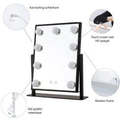 LYVION Make-up Spiegel Met Led Bulbs Zwart 6 LYVION Make-up Spiegel Met Led Bulbs Zwart -Home Decoration Store 1000071669 0102