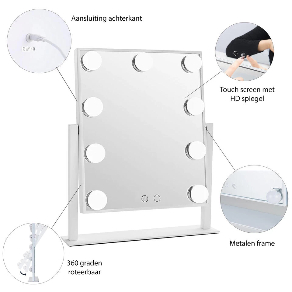 LYVION Make-up Spiegel Met Led Bulbs Wit 3 LYVION Make-up Spiegel Met Led Bulbs Wit - Afbeelding 3
