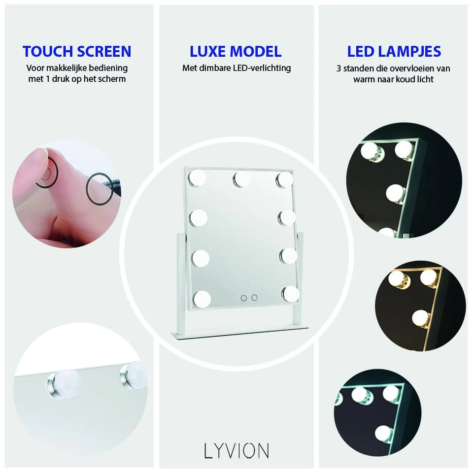 LYVION Make-up Spiegel Met Led Bulbs Wit 1 LYVION Make-up Spiegel Met Led Bulbs Wit