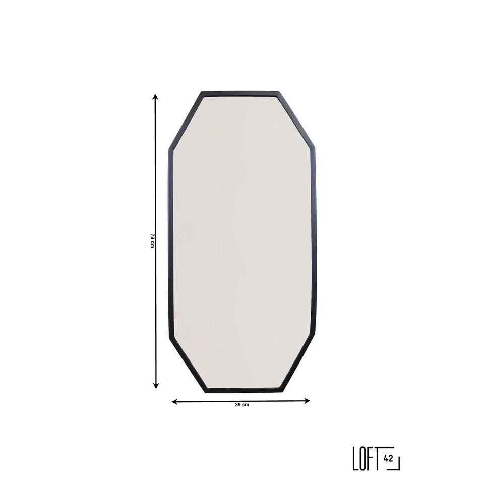 LOFT42 Octa Wandspiegel – Zwart - Metaal – 79x39 2 LOFT42 Octa Wandspiegel – Zwart - Metaal – 79x39 - Afbeelding 2