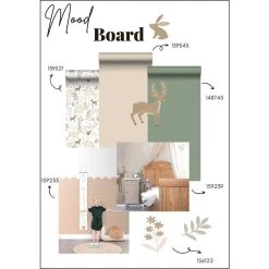 ESTAhome Muursticker - Hertjes - Beige En Roze - 33 Cm X 47,5 Cm - 156122 -Home Decoration Store 1000074751 0102