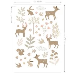 ESTAhome Muursticker - Hertjes - Beige En Roze - 33 Cm X 47,5 Cm - 156122 -Home Decoration Store 1000074751 0103