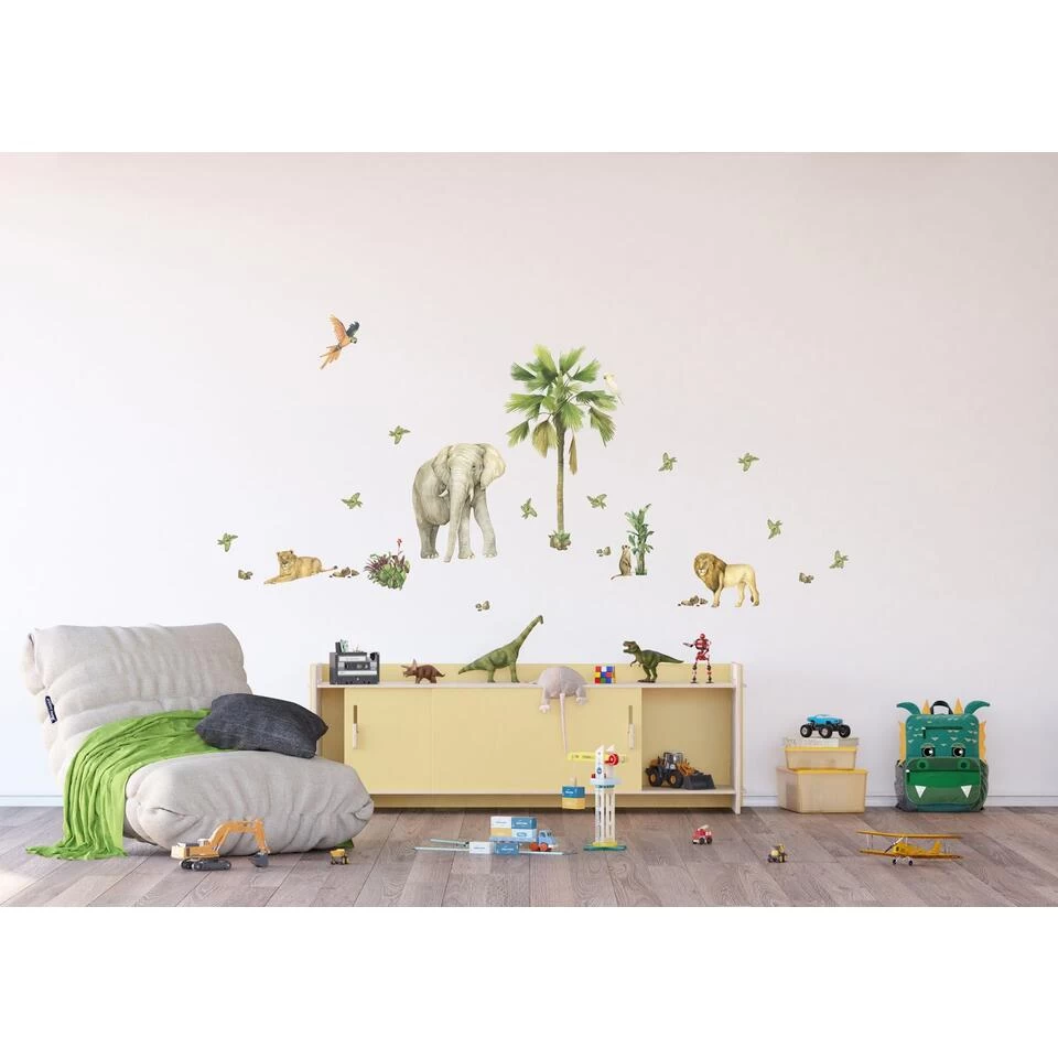 Sanders & Sanders Muursticker - Jungle Dieren - Groen - 85 X 65 Cm - 601353 2 Sanders & Sanders Muursticker - Jungle Dieren - Groen - 85 X 65 Cm - 601353 - Afbeelding 2