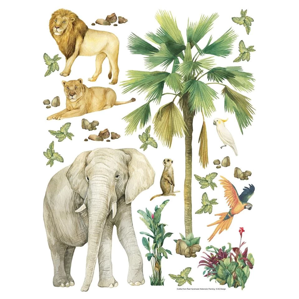 Sanders & Sanders Muursticker - Jungle Dieren - Groen - 85 X 65 Cm - 601353 1 Sanders & Sanders Muursticker - Jungle Dieren - Groen - 85 X 65 Cm - 601353