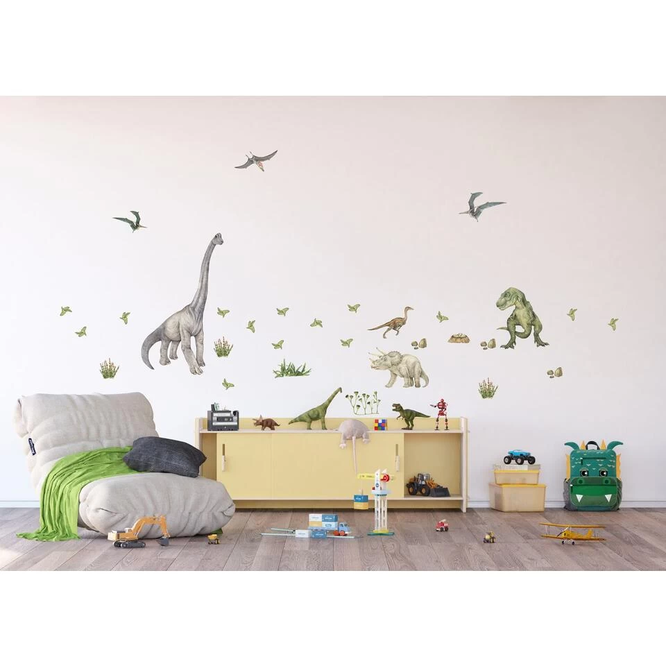 Sanders & Sanders Muursticker - Dinosaurussen - Groen - 85 X 65 Cm - 601355 2 Sanders & Sanders Muursticker - Dinosaurussen - Groen - 85 X 65 Cm - 601355 - Afbeelding 2