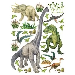 Sanders & Sanders Muursticker - Dinosaurussen - Groen - 85 X 65 Cm - 601355