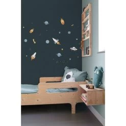 ESTAhome Muursticker - Planeten In De Ruimte - Blauw, Grijs En Geel -Home Decoration Store 1000074775 0102