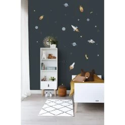 ESTAhome Muursticker - Planeten In De Ruimte - Blauw, Grijs En Geel -Home Decoration Store 1000074775 0103