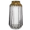 Giftdecor Vaas - Glas - Transparant Grijs Met Goud - 13 X 23 Cm