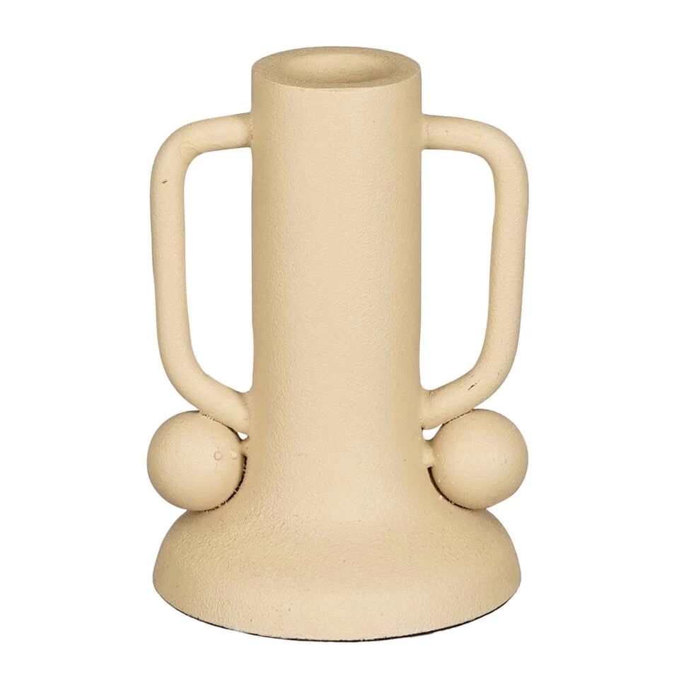 Mica Decorations Ula Kandelaar - H12 X Ø8 Cm - Metaal - Beige 1 Mica Decorations Ula Kandelaar - H12 X Ø8 Cm - Metaal - Beige