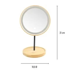 Orange85 Make-up Spiegel Scheerspiegel Led Touch Staand Rond Bamboo 18,9x31cm -Home Decoration Store 1000077558 0111