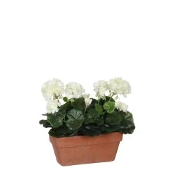 Mica Decorations Geranium Kunstplant - L29 X B13 X H40 Cm - Wit