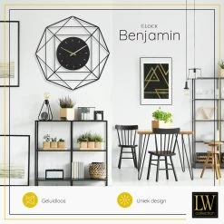 LW Collection Wandklok Benjamin Zwart 80cm 7 LW Collection Wandklok Benjamin Zwart 80cm -Home Decoration Store 1000079365 0104