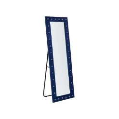 Beliani Staande Spiegel ANSOUIS - Blauw Fluweel